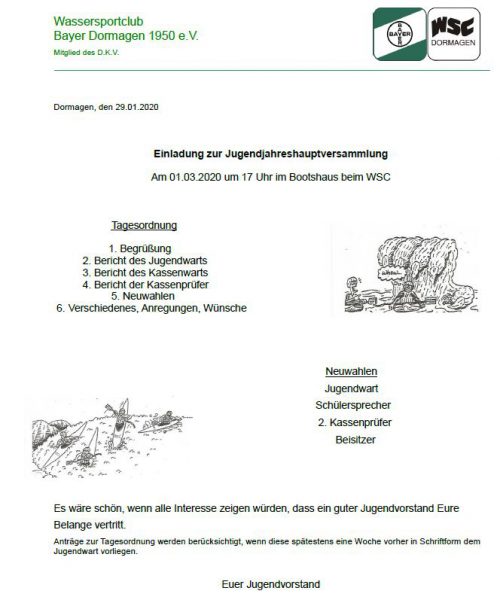 Jugendhauptversammlung am 01.03.2020